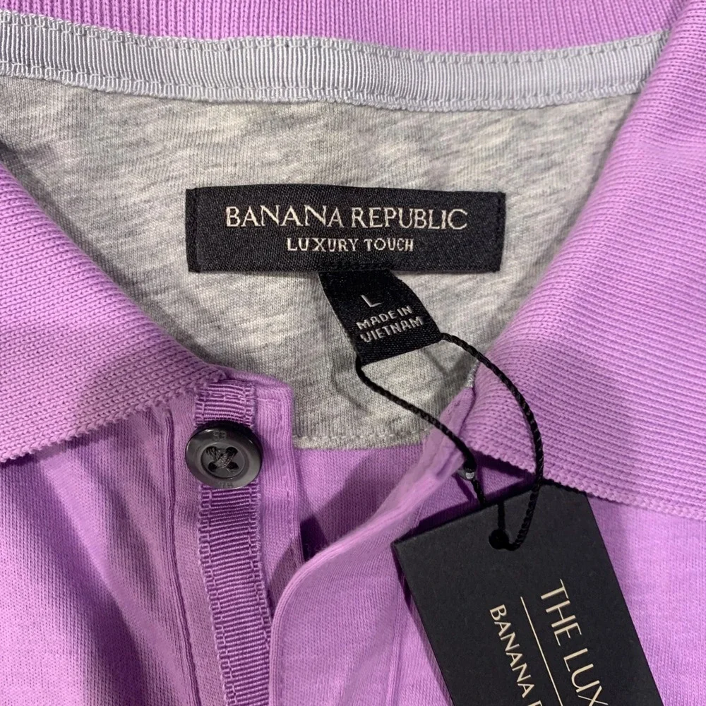Banana Republic Luxury Touch Polo Shirt Large Purple Lilac 100% Cotton NWT